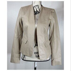 Emerson Rose Open Front Leather Jacket, Beige, Womens Size Small